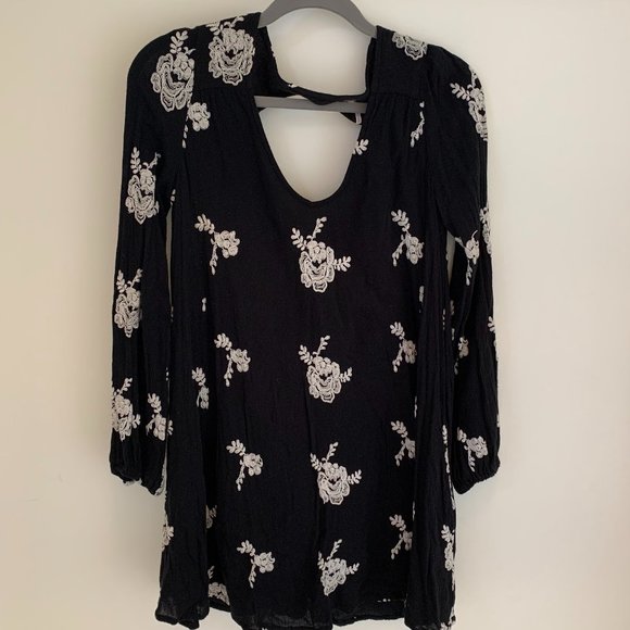 Free People Black Emma Embroidered Swing Dress - Picture 3 of 5